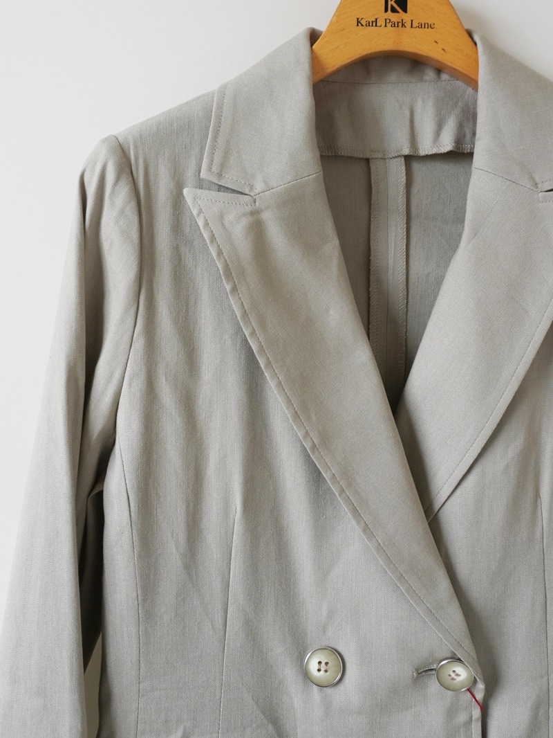 【50%OFF】ビスコース麻ストレッチWブレストピークドラペルジャケット