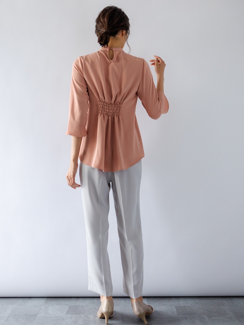 【WEB限定70％OFF】ダブルクロス立衿チュニックブラウス