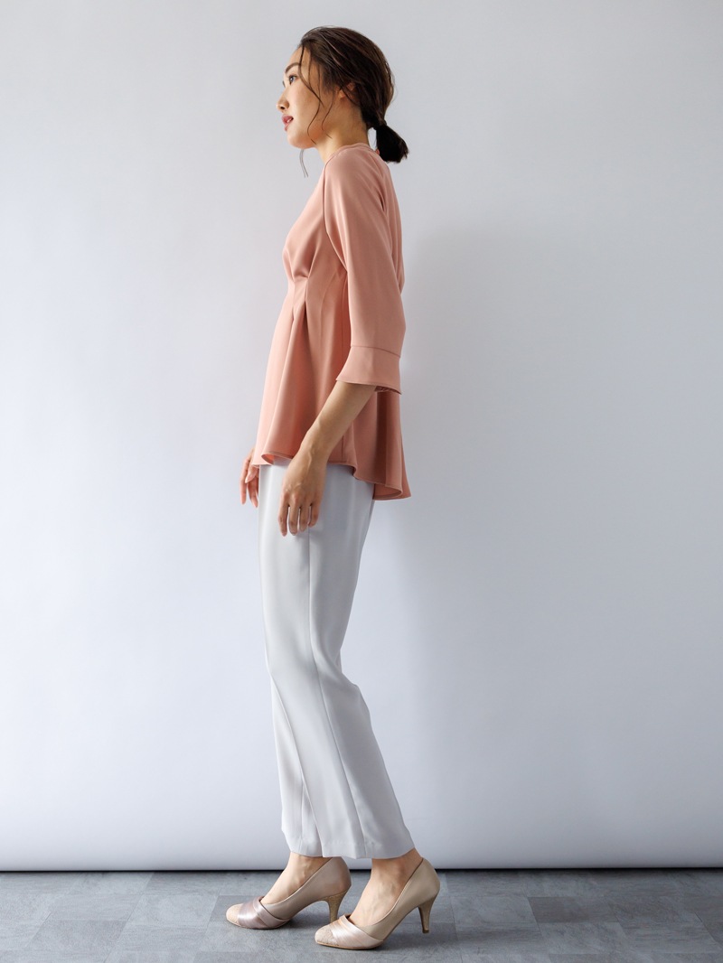 【WEB限定70％OFF】ダブルクロス立衿チュニックブラウス