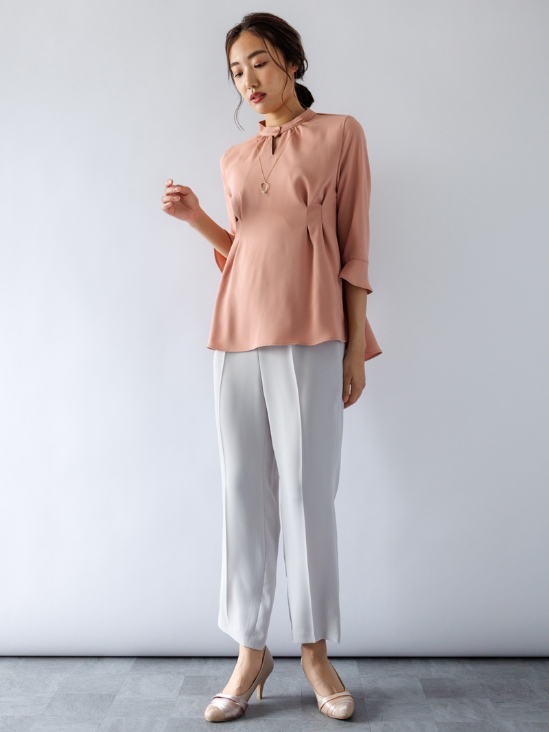 【WEB限定70％OFF】ダブルクロス立衿チュニックブラウス