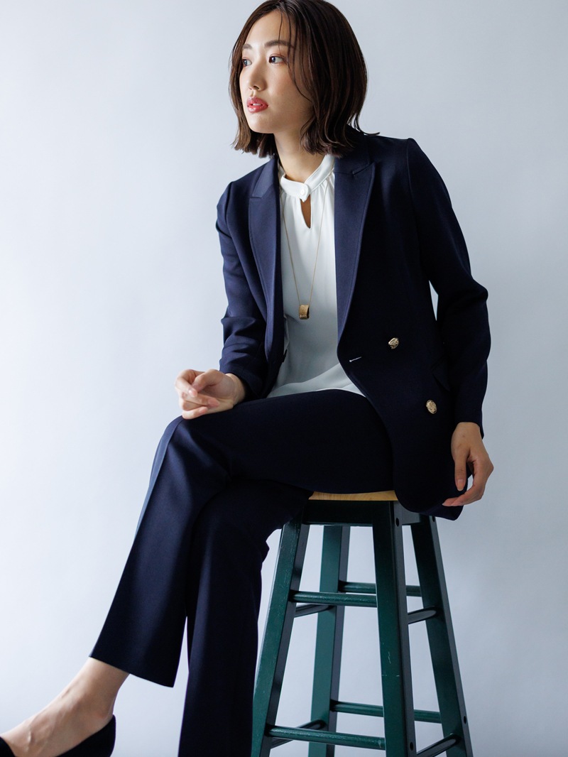 【WEB限定70％OFF】ダブルクロス立衿チュニックブラウス