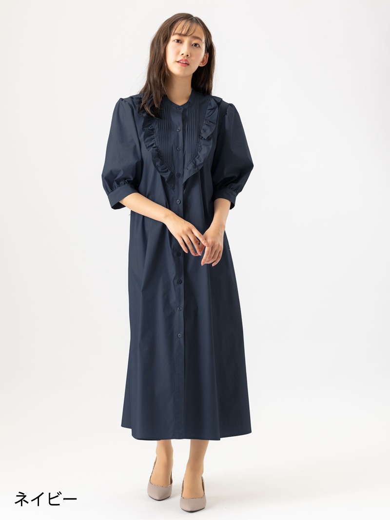 【均一価格】タイプライターフリルシャツワンピース<春夏物アウトレット>