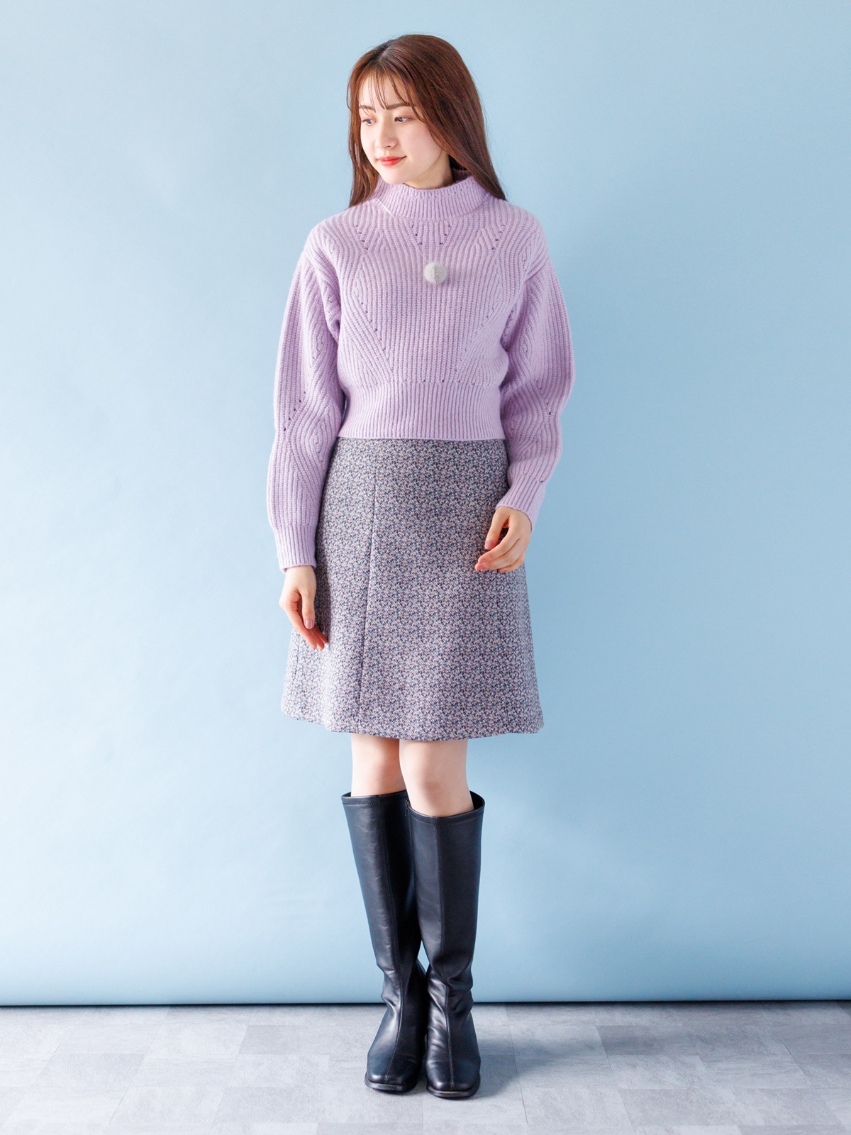 ワッフルプリントビット付きAラインミニスカート｜KarLParkLane Style