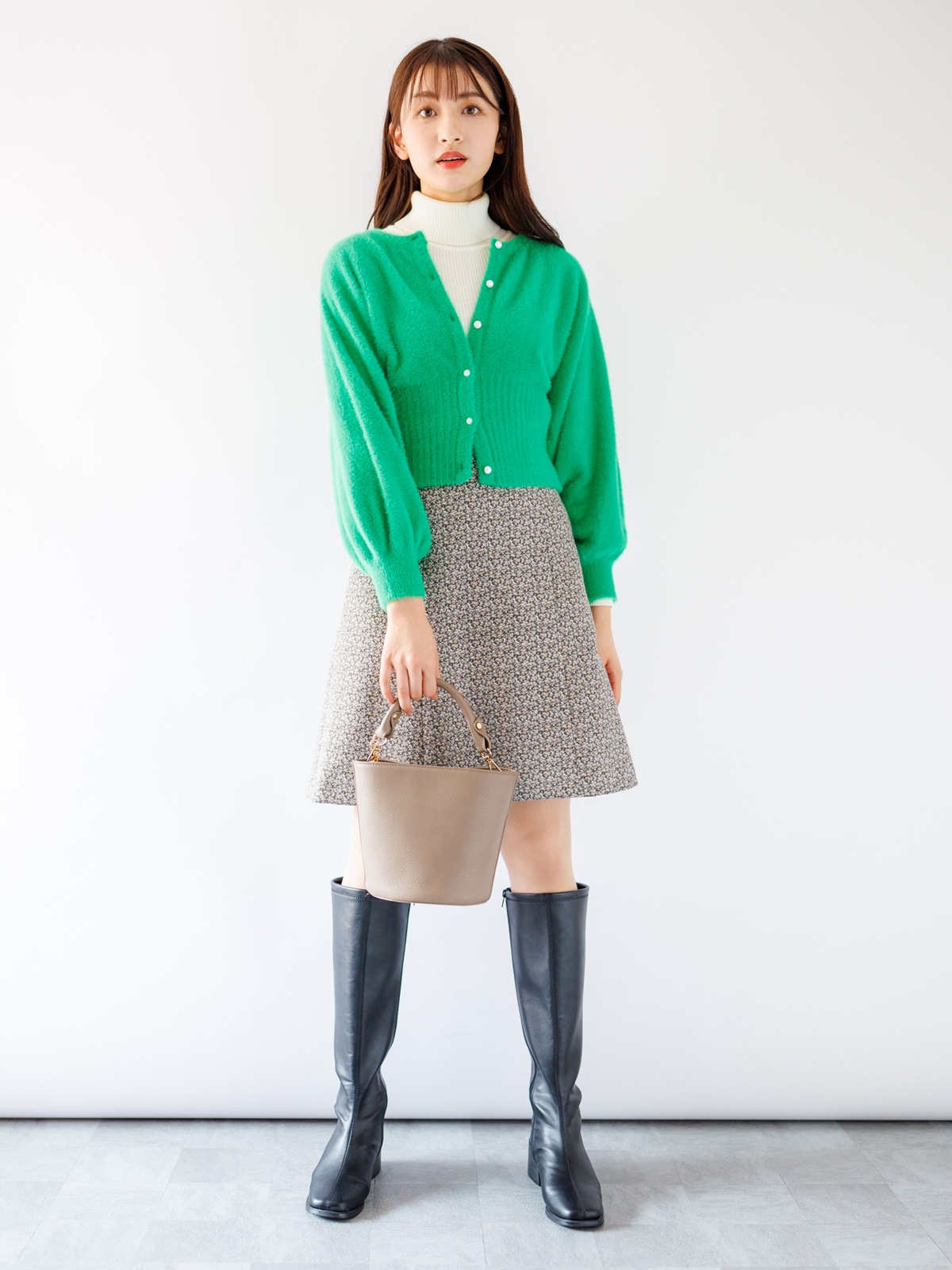 ワッフルプリントビット付きAラインミニスカート｜KarLParkLane Style