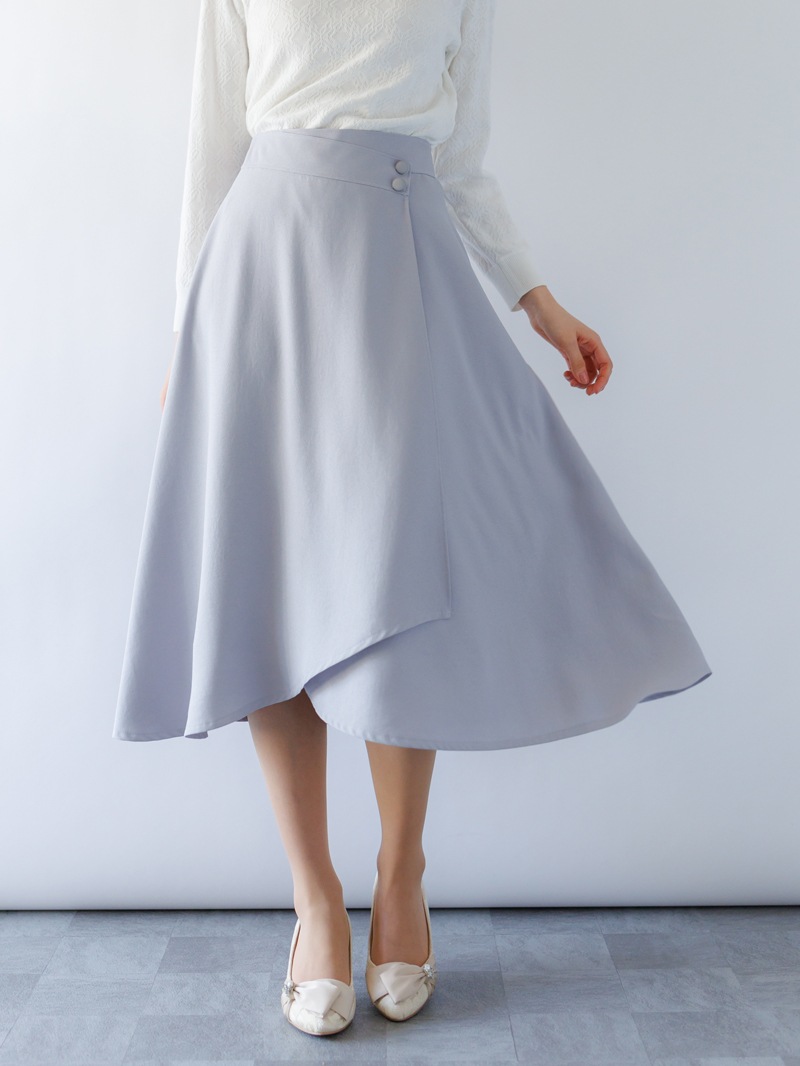 バックサテン巻風フレアースカート