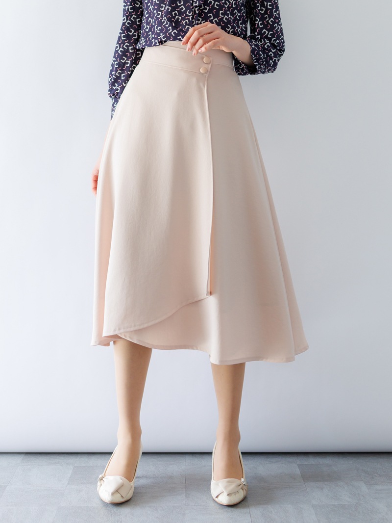 バックサテン巻風フレアースカート