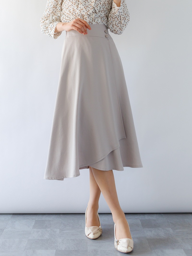 バックサテン巻風フレアースカート