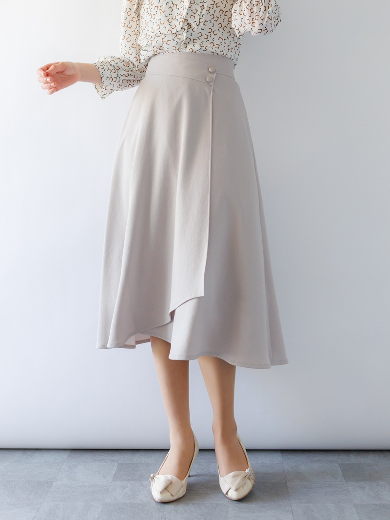バックサテン巻風フレアースカート
