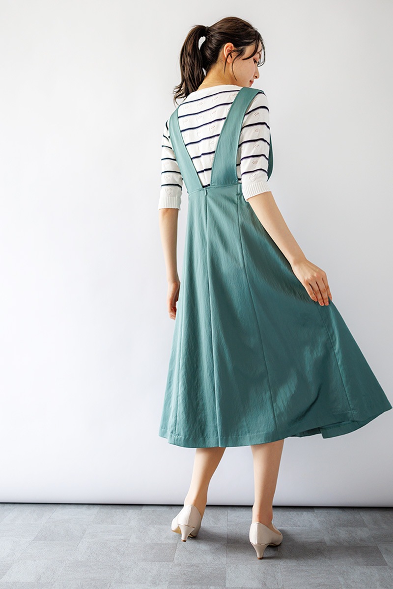 シアーサテン サスペンダースカート