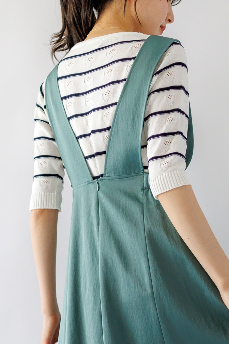 シアーサテン サスペンダースカート