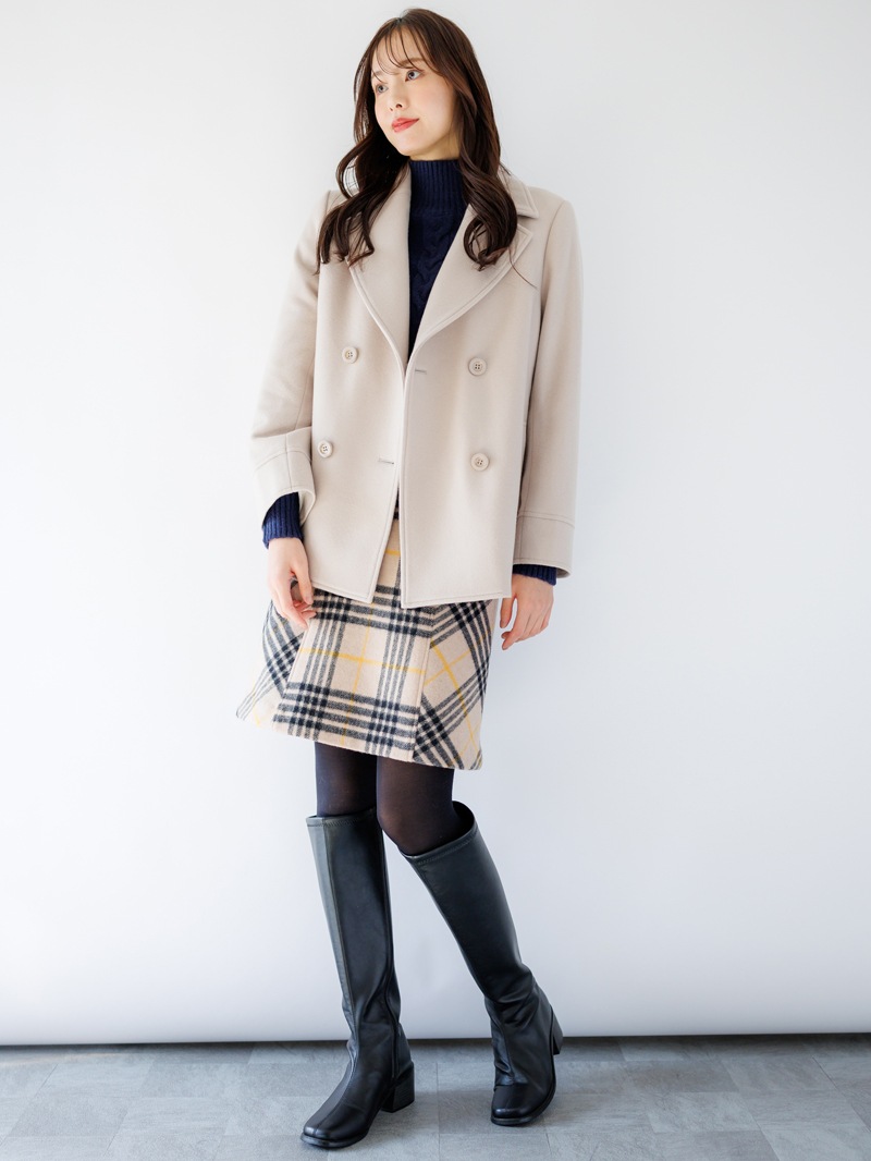 チェックビーバーＡラインミニスカート