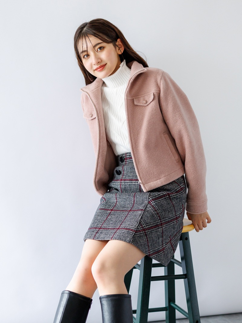 チェックビーバーＡラインミニスカート