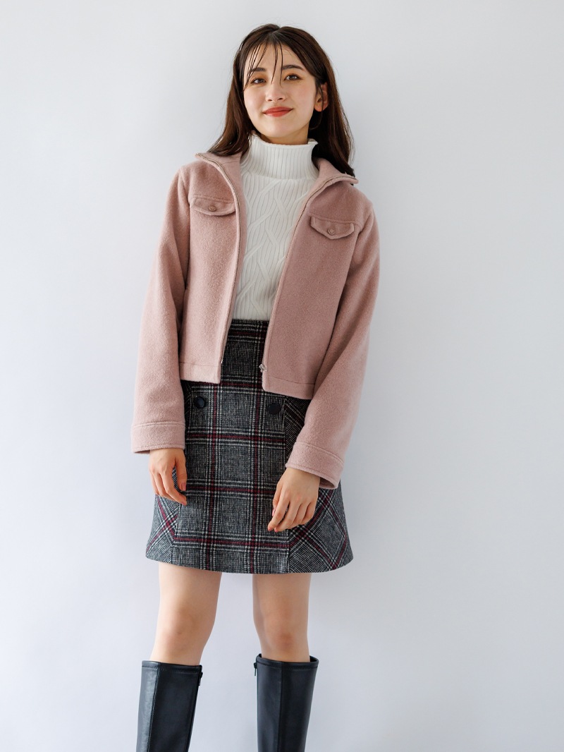 チェックビーバーＡラインミニスカート