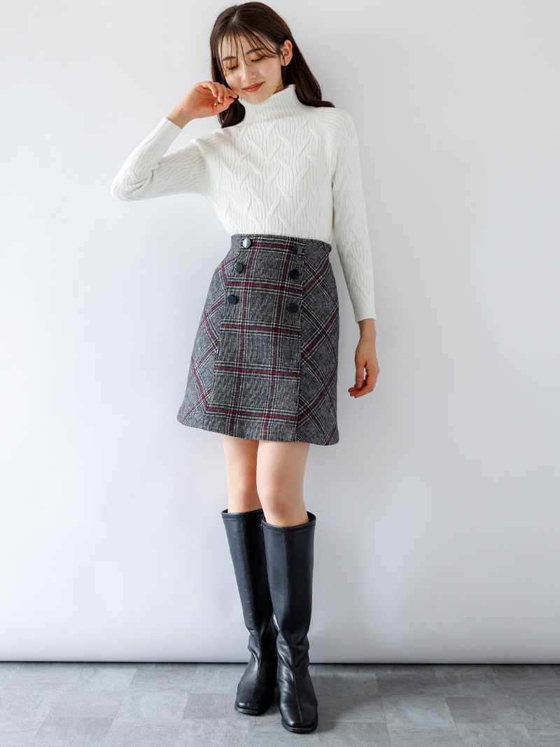 チェックビーバーＡラインミニスカート
