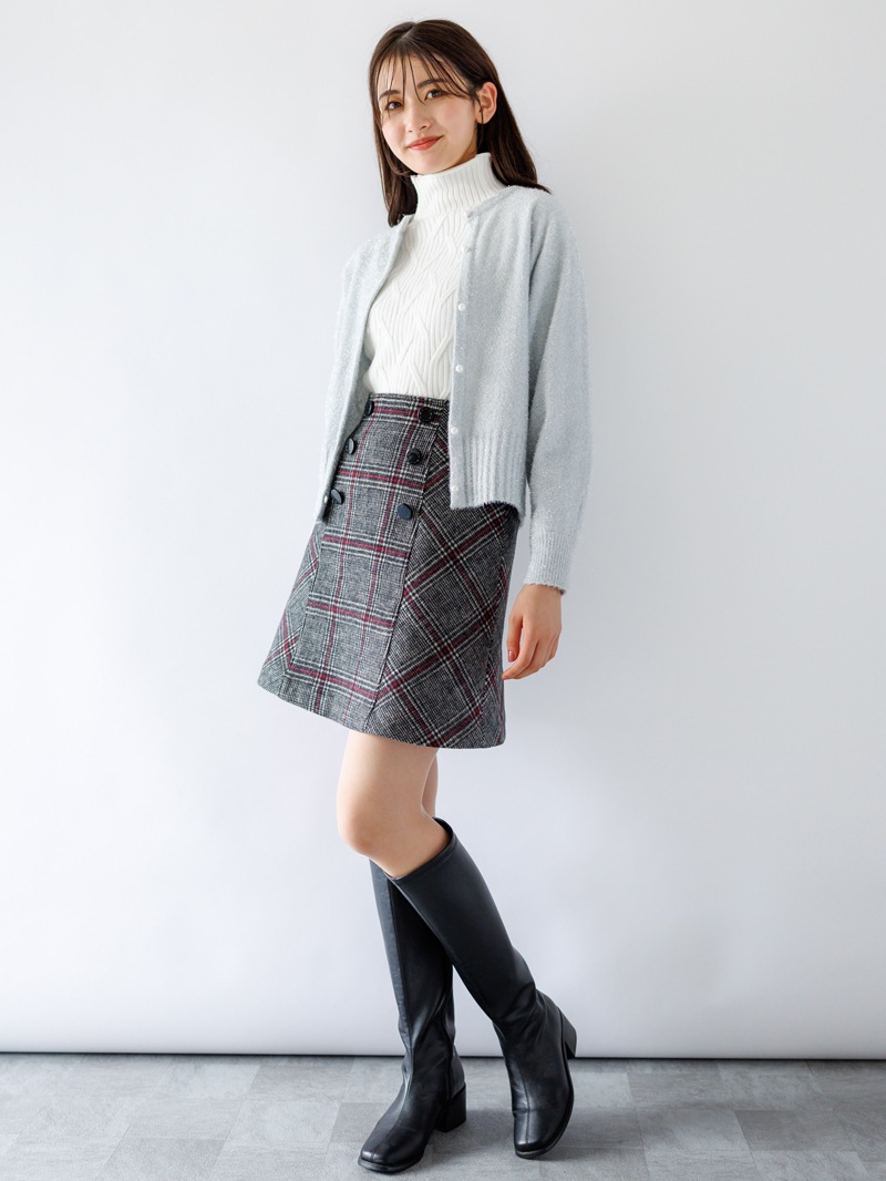 チェックビーバーＡラインミニスカート