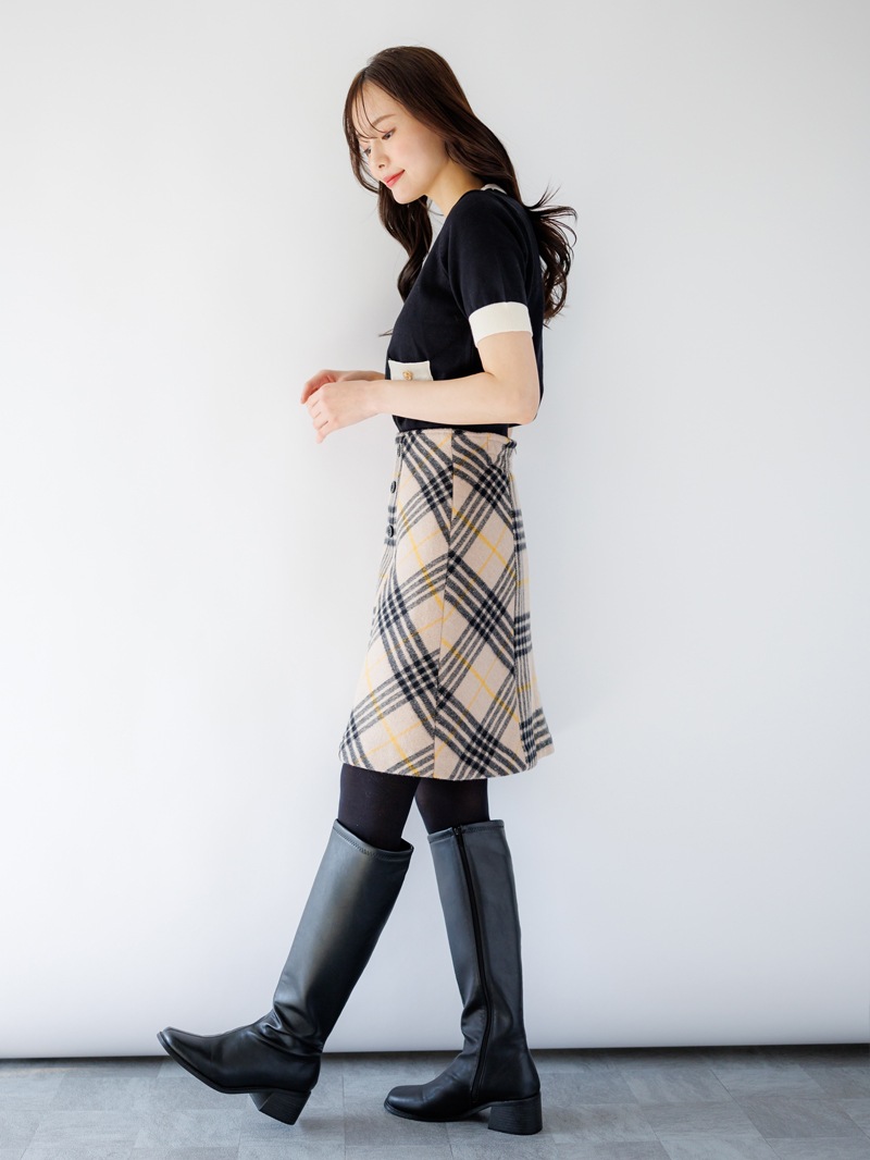 チェックビーバーＡラインミニスカート