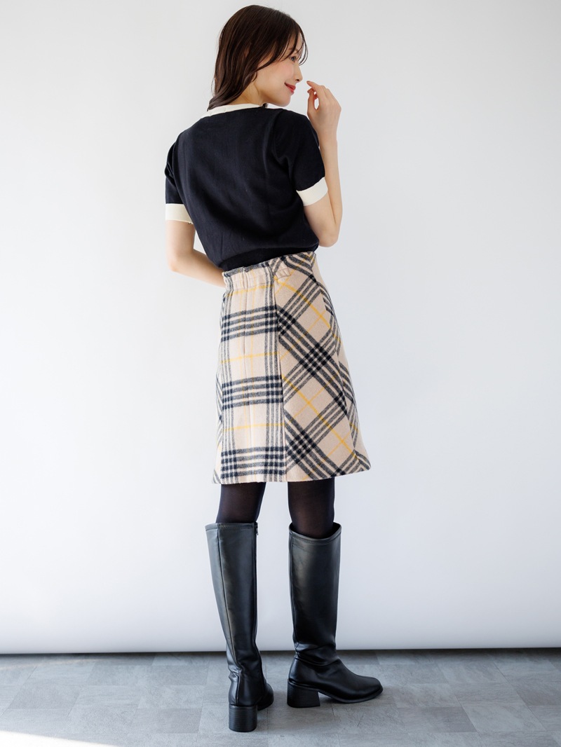 チェックビーバーＡラインミニスカート
