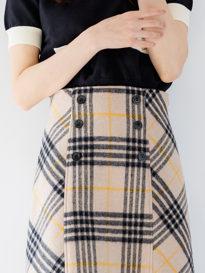 チェックビーバーＡラインミニスカート