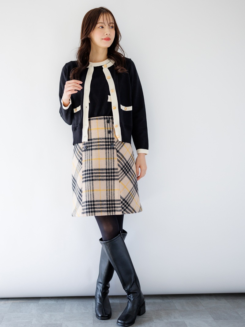 チェックビーバーＡラインミニスカート