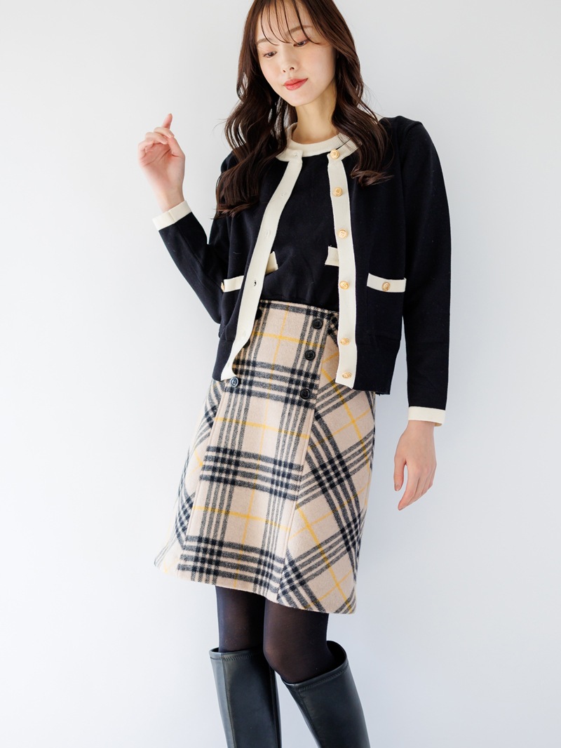 チェックビーバーＡラインミニスカート