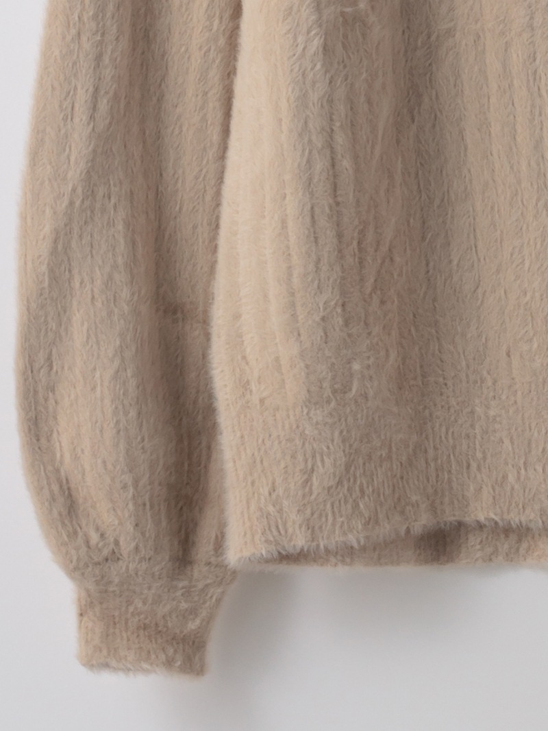 【50%OFF】ミンクライクファーパール釦付きリブハイネックニット