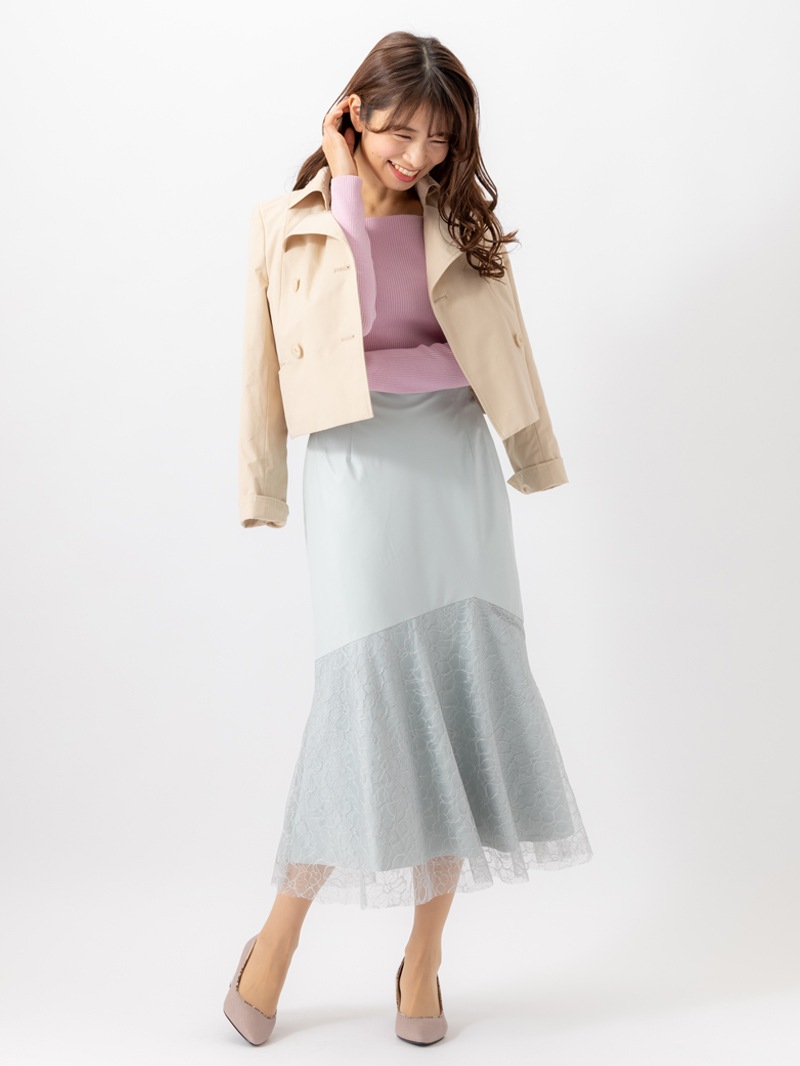 エコレザー×レースマーメイドスカート