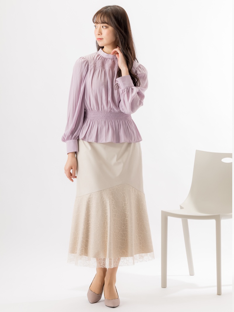 エコレザー×レースマーメイドスカート