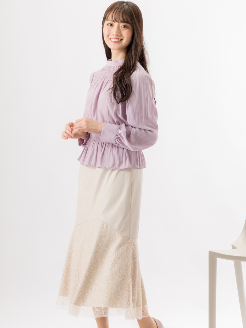 エコレザー×レースマーメイドスカート