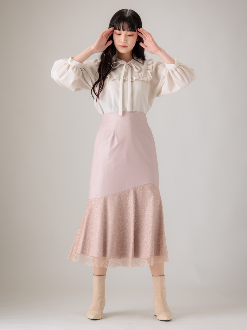 エコレザー×レースマーメイドスカート