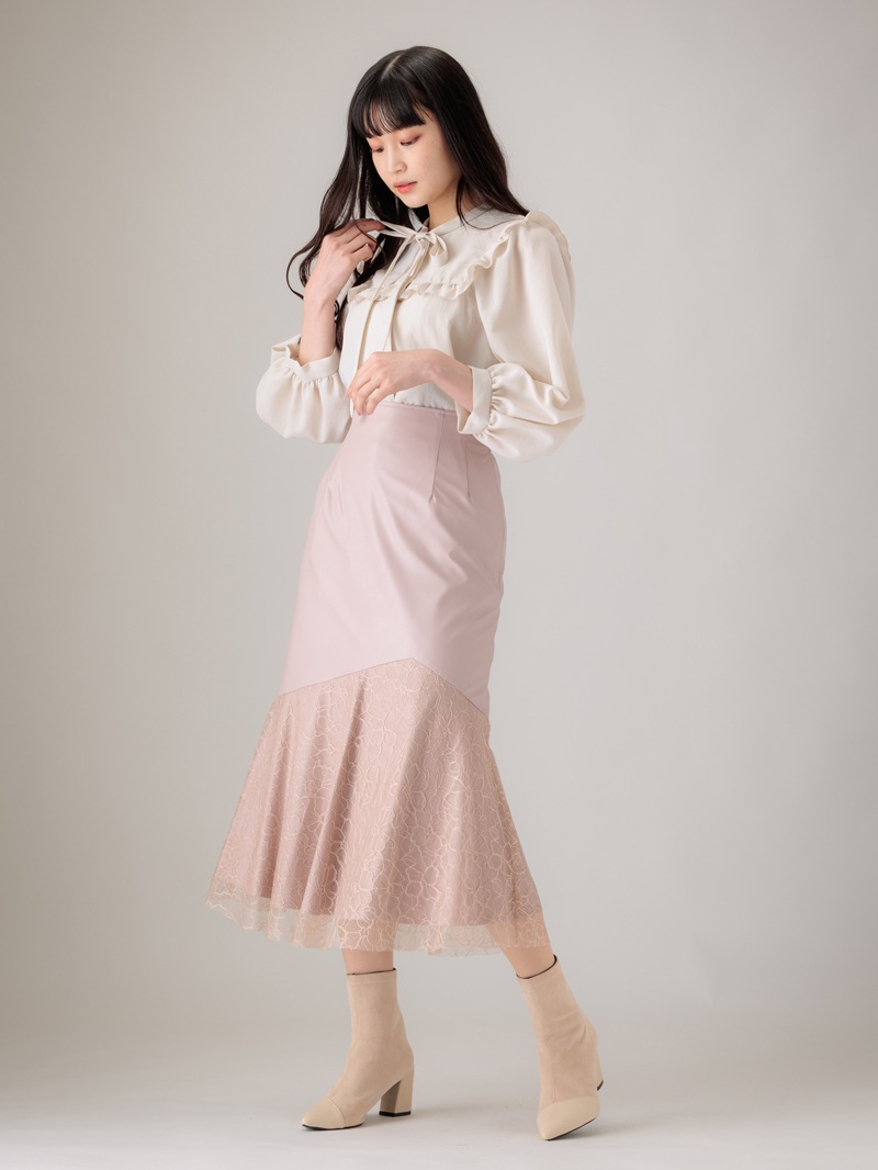 エコレザー×レースマーメイドスカート