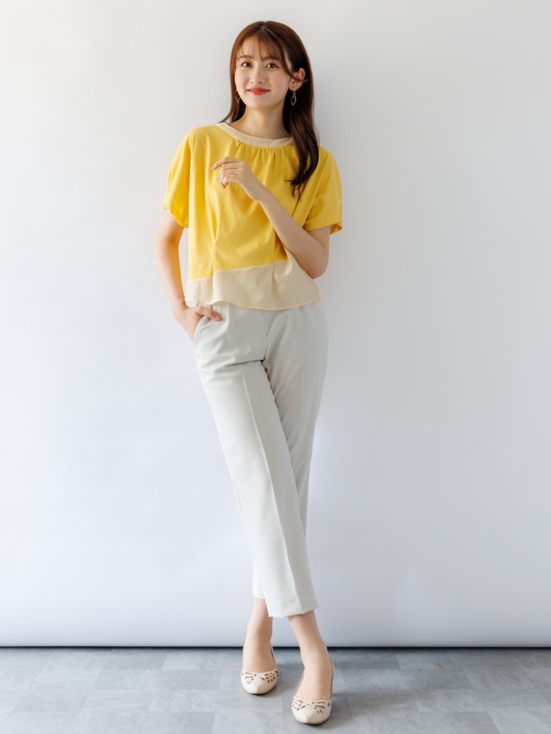 【春SALE】麻調センタープレスパンツ