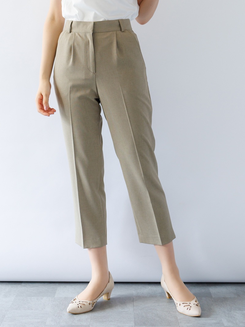 【春SALE】麻調センタープレスパンツ