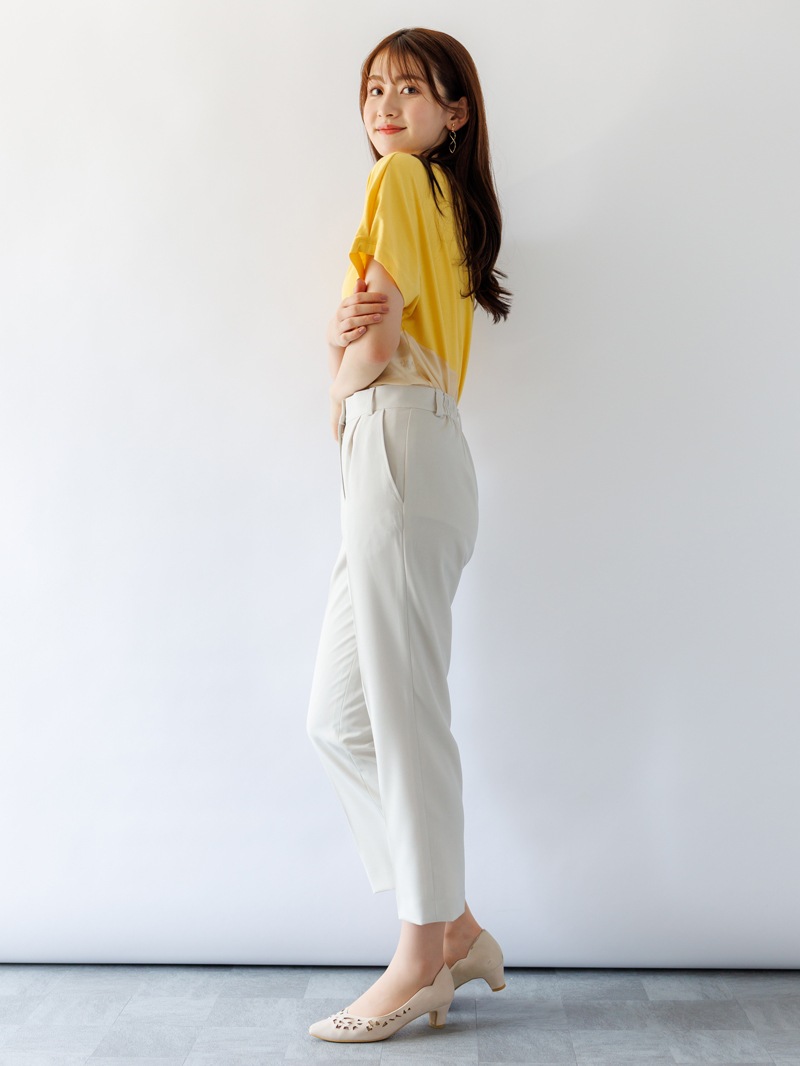 【春SALE】麻調センタープレスパンツ