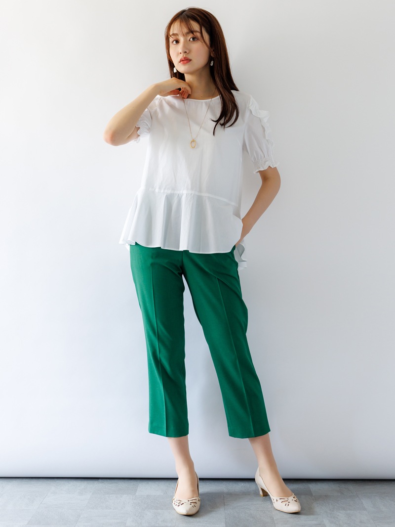 【春SALE】麻調センタープレスパンツ