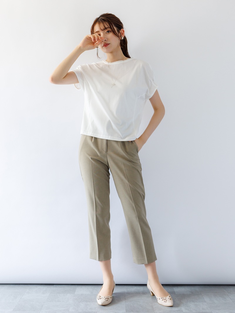 【春SALE】麻調センタープレスパンツ