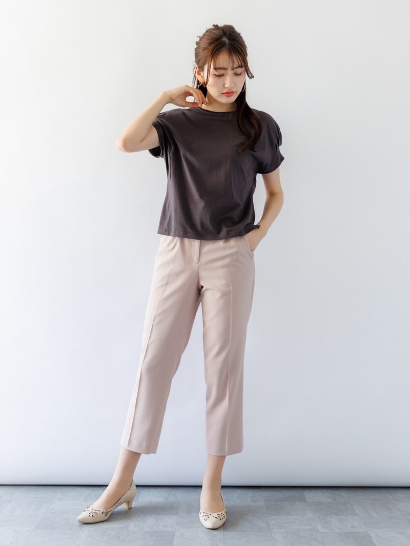 【春SALE】麻調センタープレスパンツ