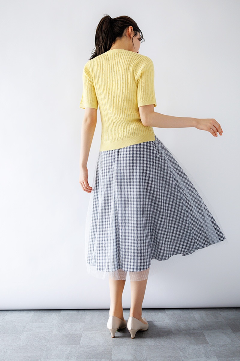 ケーブル×リブ キーネックニット