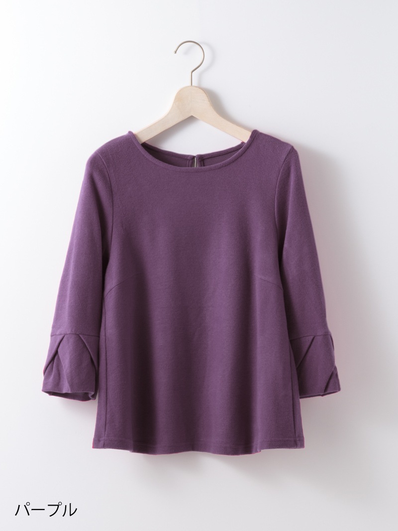 丸首袖口タックカットソー＜アウトレット均一価格＞