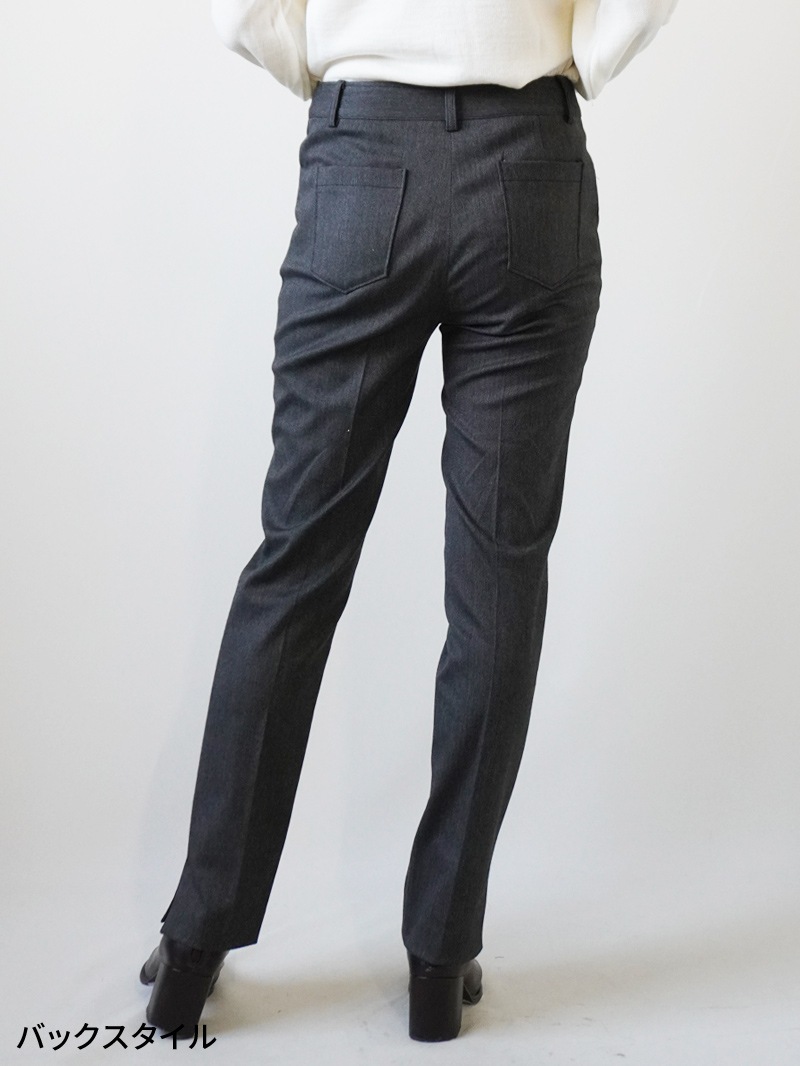 【60%OFF】エスウールツイルスリットセンタープレスパンツ