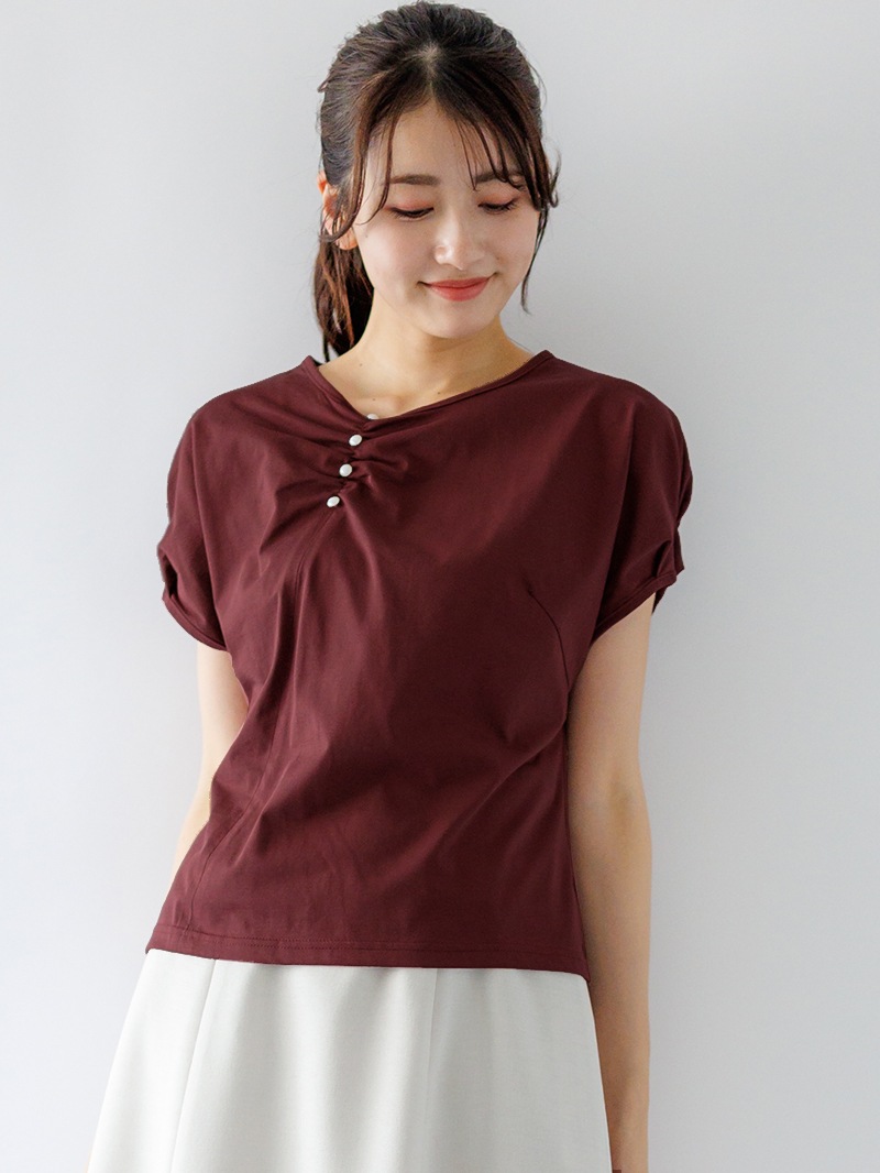 【65%OFF】前ギャザードルマンカットソー《大決算SALE》