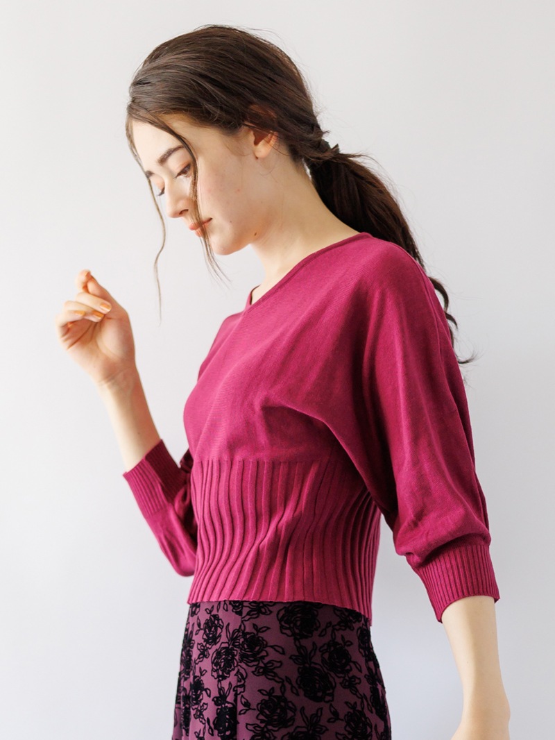 Vネックドルマンニット＜アウトレット均一価格＞