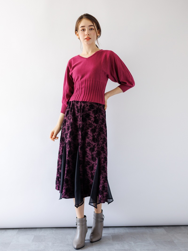 Vネックドルマンニット＜アウトレット均一価格＞