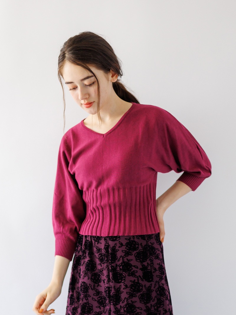 Vネックドルマンニット＜アウトレット均一価格＞