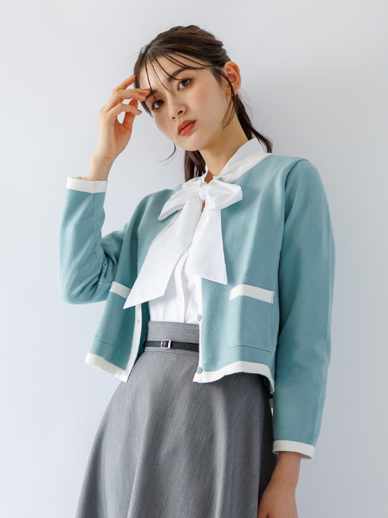 【70％OFF】ポケット付き丸首カーディガン