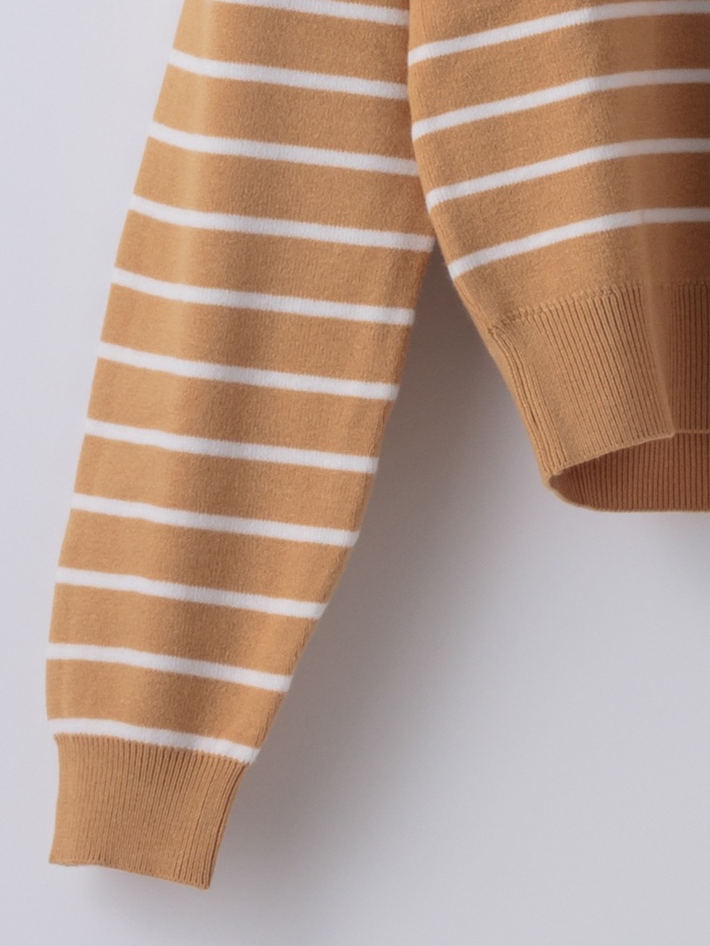 【70％OFF】ボーダー丸首ニット