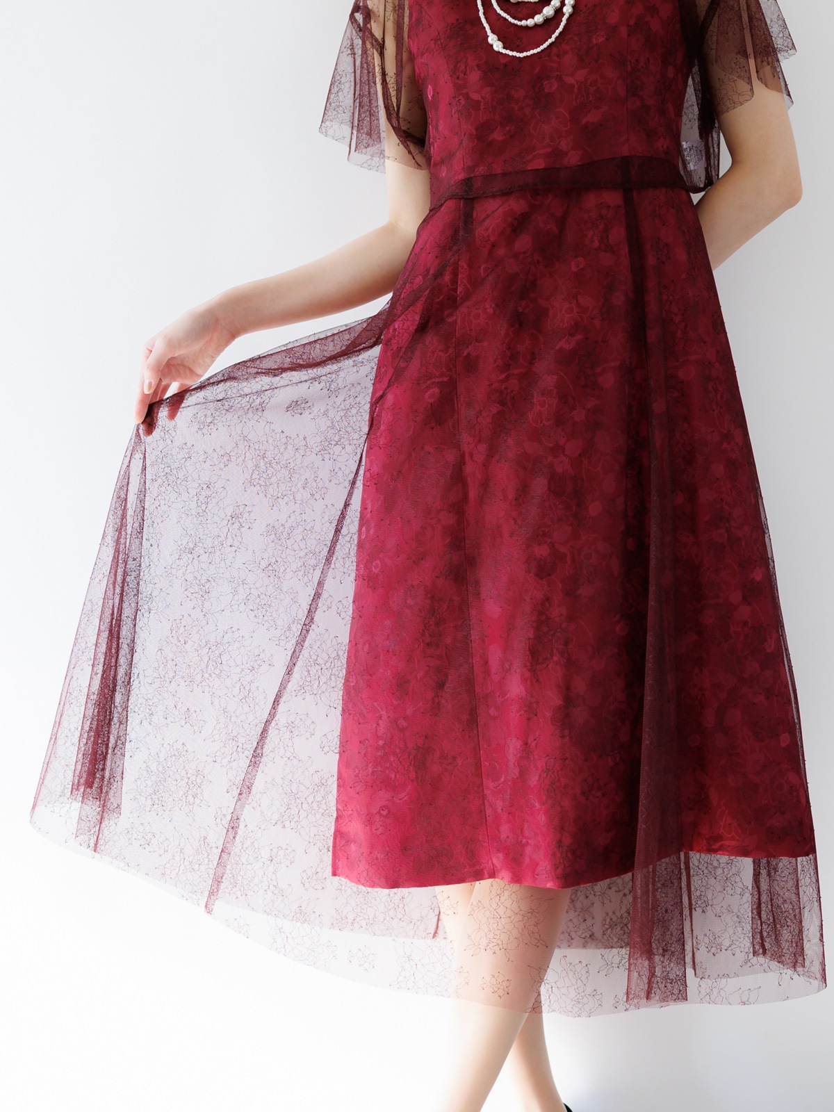 チュールボレロ付ジャガードワンピース