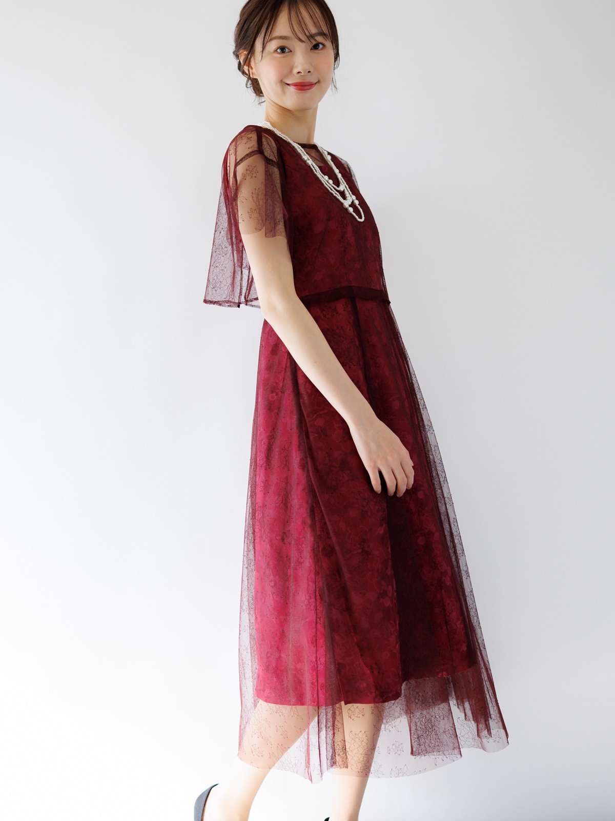 チュールボレロ付ジャガードワンピース