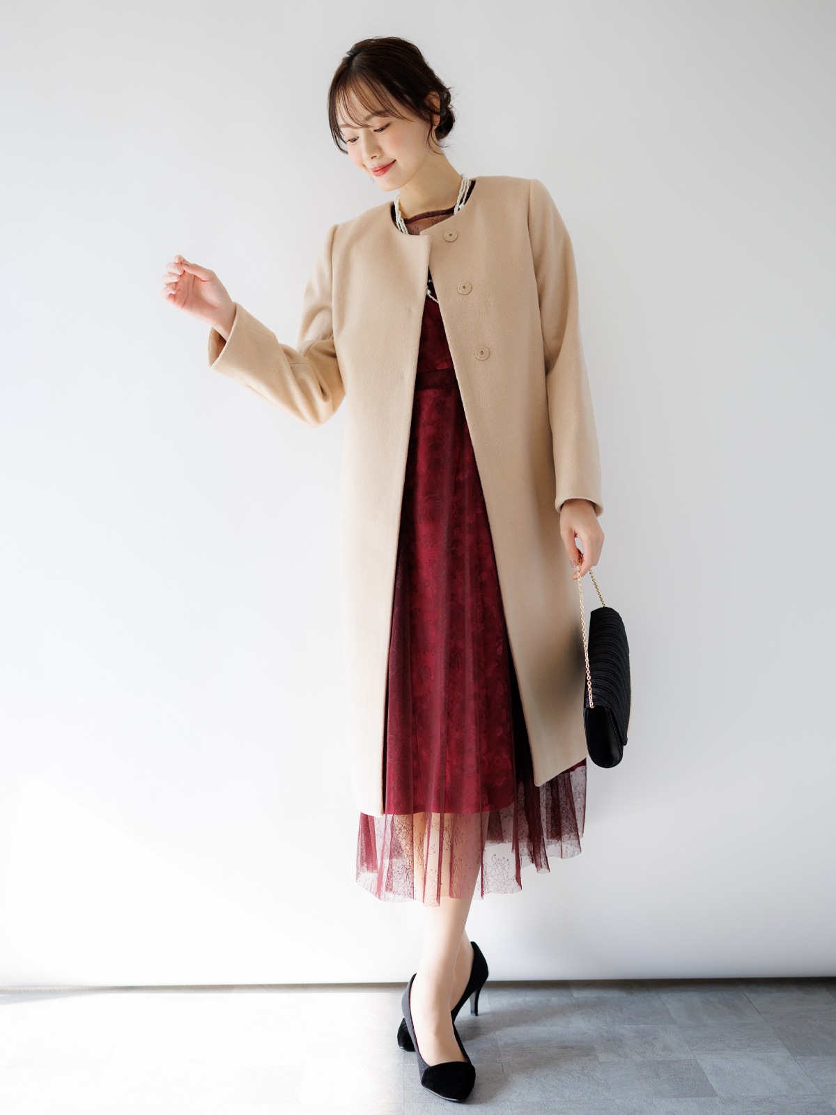 チュールボレロ付ジャガードワンピース