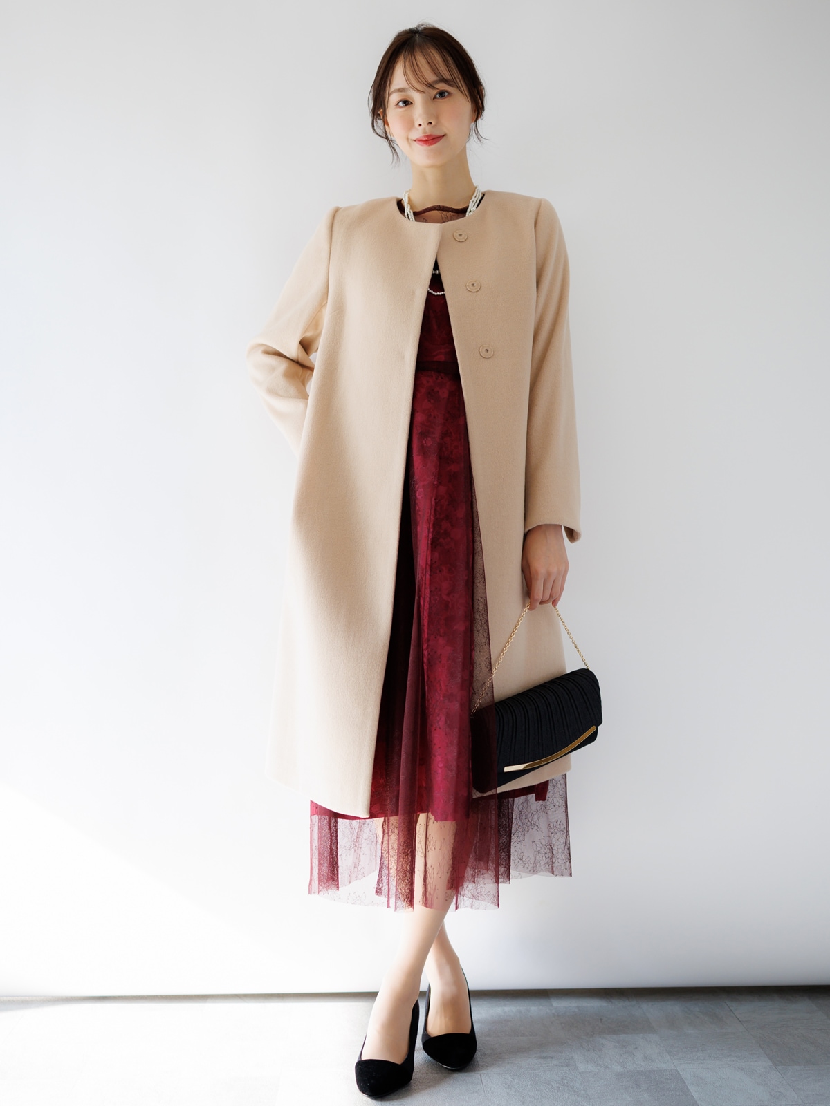 チュールボレロ付ジャガードワンピース