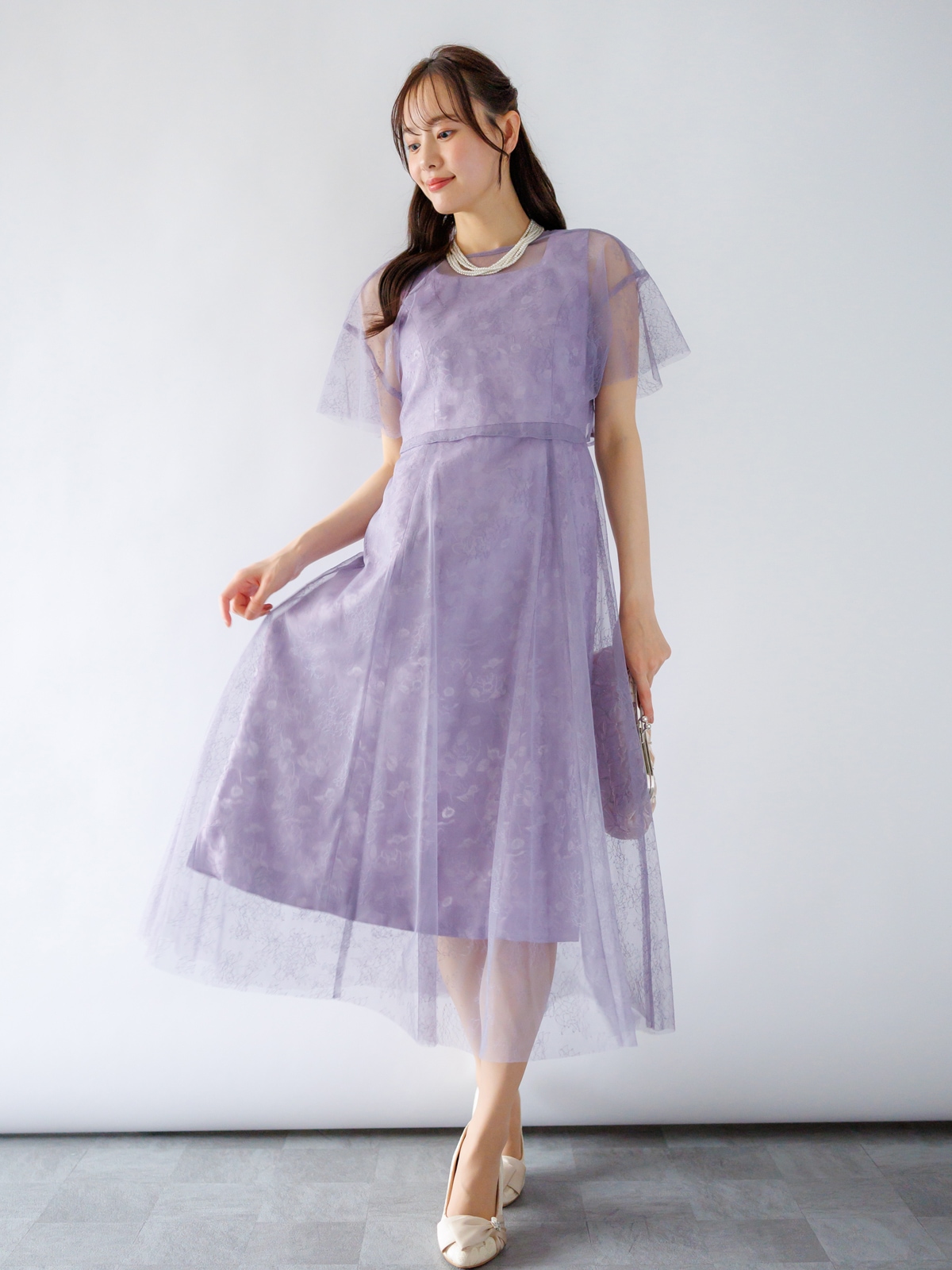 チュールボレロ付ジャガードワンピース